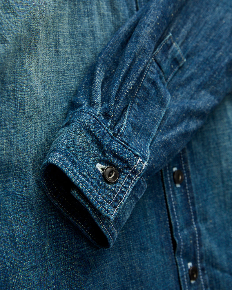 Earl Selvedge Denim Shirt in Dark Washed Indigo