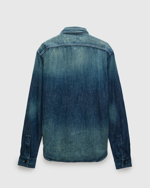 Earl Selvedge Denim Shirt in Dark Washed Indigo