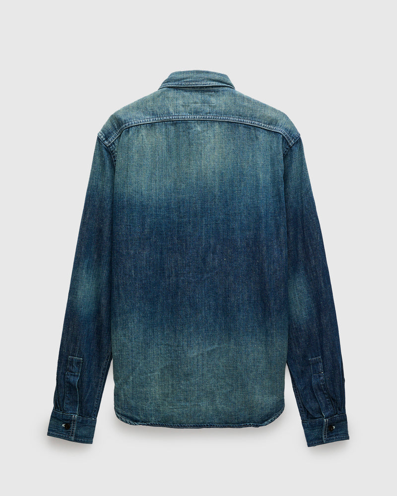 Earl Selvedge Denim Shirt in Dark Washed Indigo