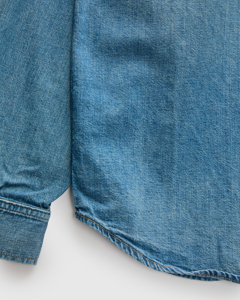 Hayes Pearl Snap Shirt in Washed Indigo