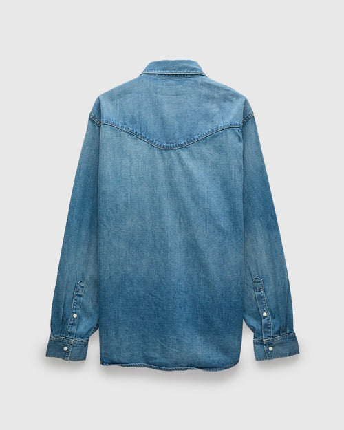 Hayes Pearl Snap Shirt in Washed Indigo