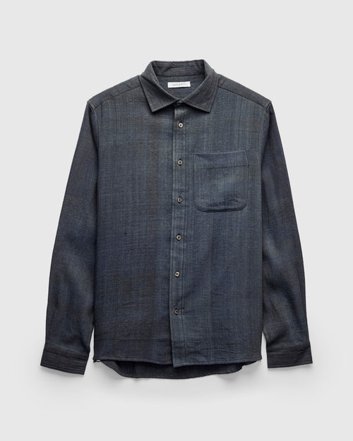 Matty Shirt in Handwoven Iron/Indigo