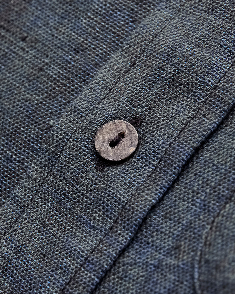 Matty Shirt in Handwoven Iron/Indigo