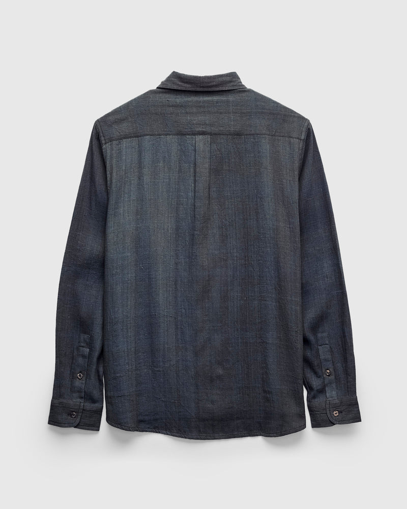 Matty Shirt in Handwoven Iron/Indigo