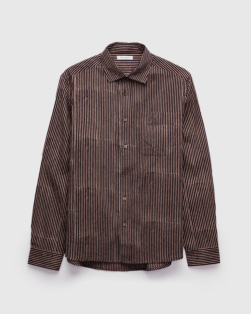 Matty Shirt in Iron/Myrobalan Block Print Stripe