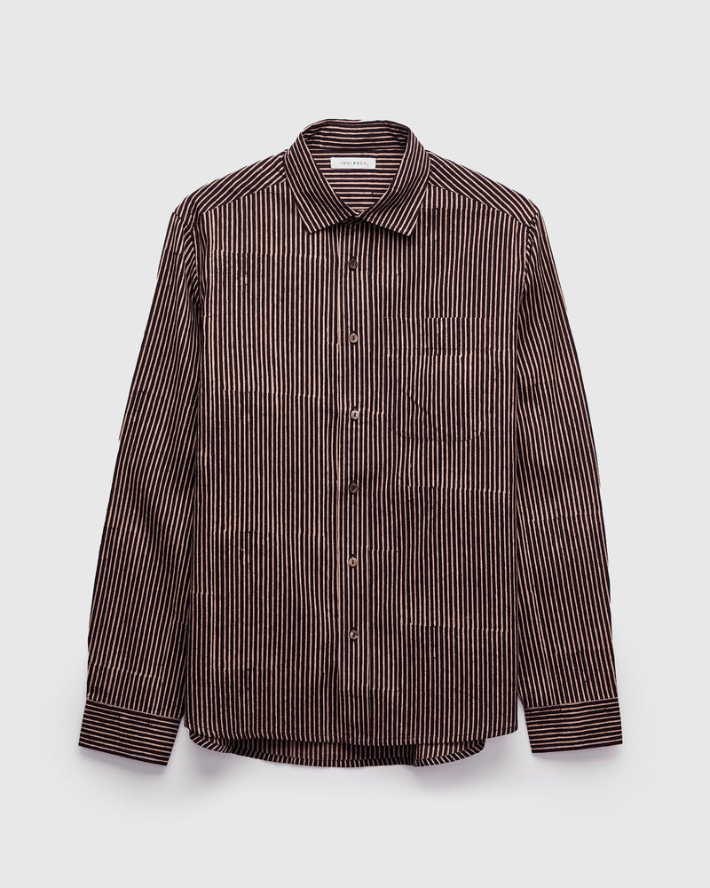 Matty Shirt in Iron/Myrobalan Block Print Stripe