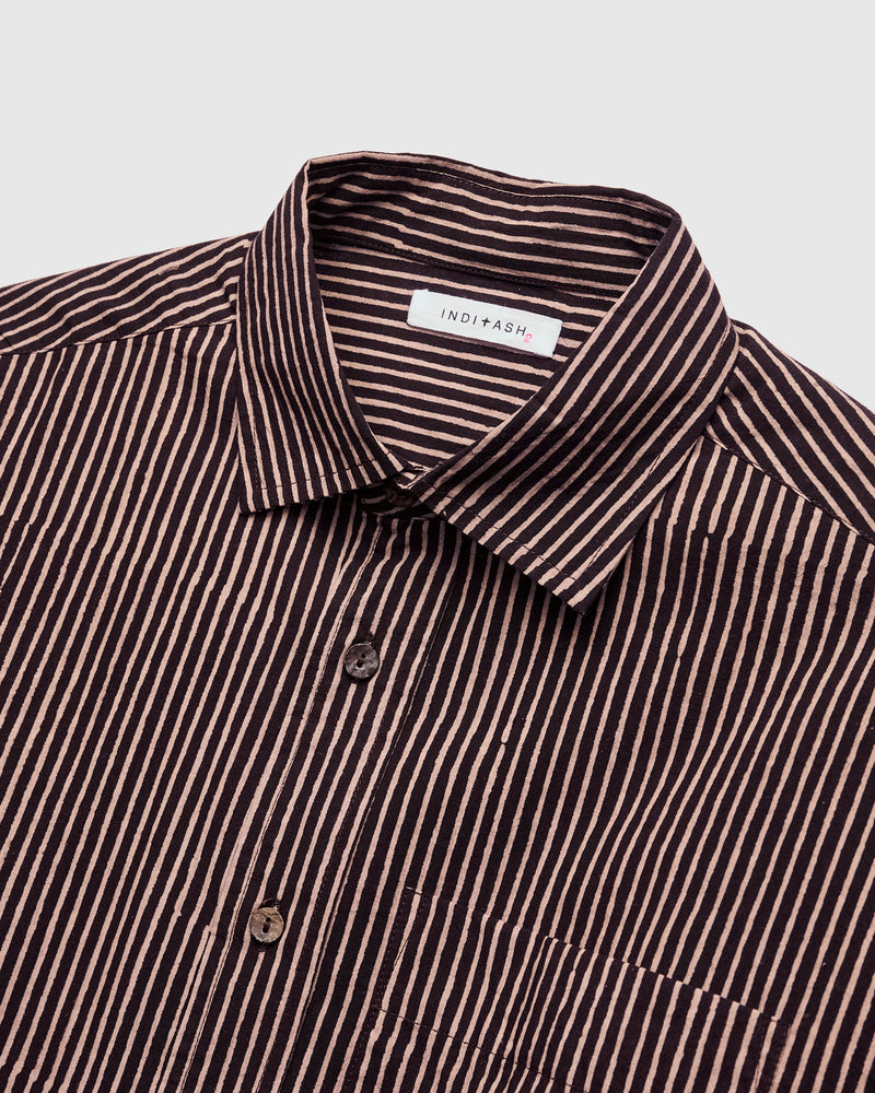 Matty Shirt in Iron/Myrobalan Block Print Stripe