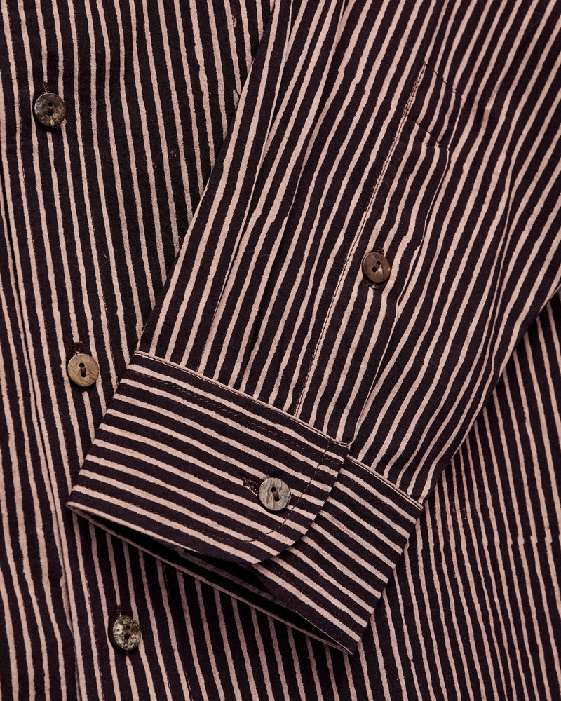 Matty Shirt in Iron/Myrobalan Block Print Stripe