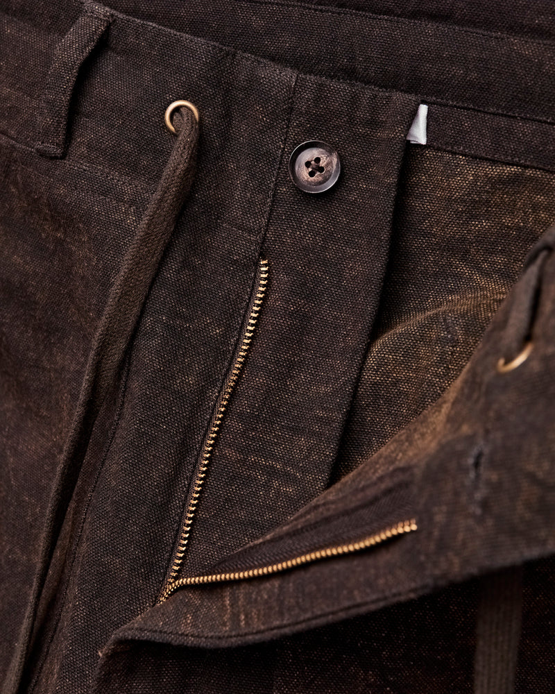 Raka Pants in Iron Brown Crackle Canvas