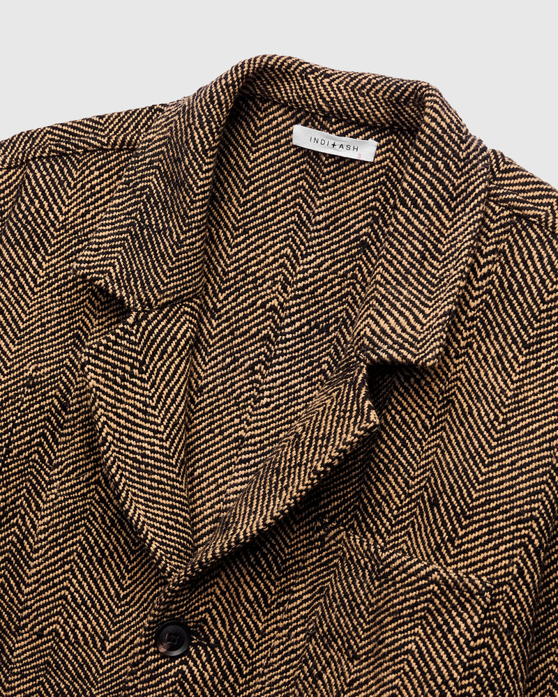 Study Jacket in Iron Black/Cutch Tan Herringbone