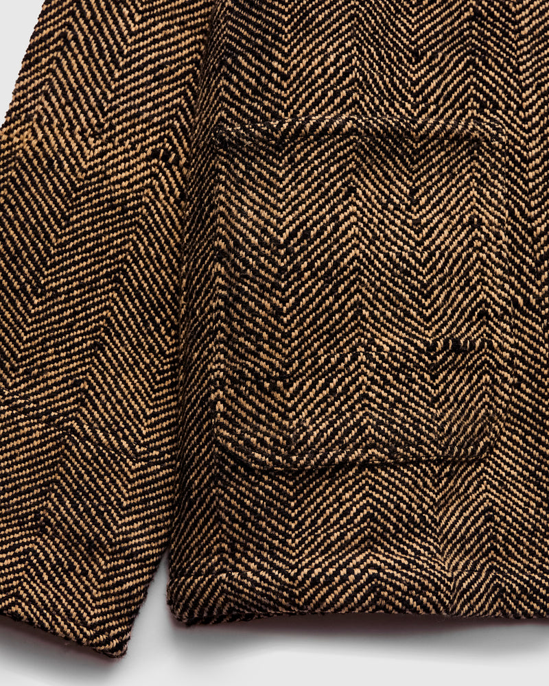 Study Jacket in Iron Black/Cutch Tan Herringbone