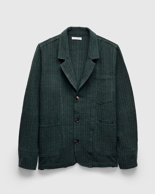 Study Jacket in Midnight Teal/Iron Black Ticking Stripe