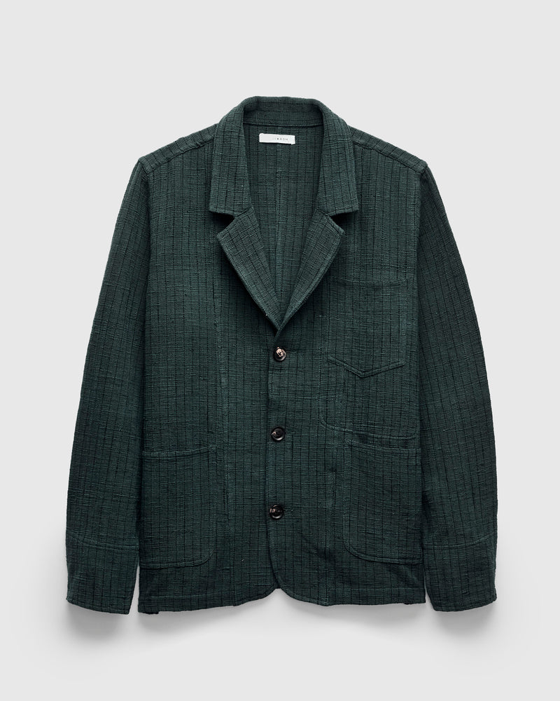 Study Jacket in Midnight Teal/Iron Black Ticking Stripe