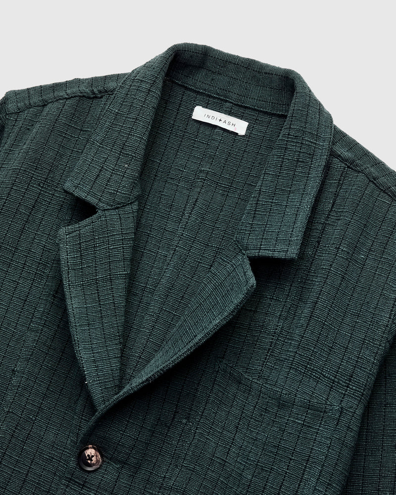 Study Jacket in Midnight Teal/Iron Black Ticking Stripe