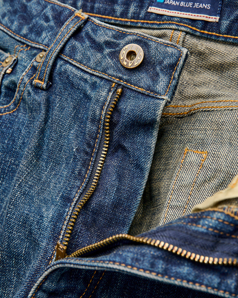 J401-D01 "US Cotton Dark Wash" 14.8oz Washed Selvedge Denim - Classic Straight Fit
