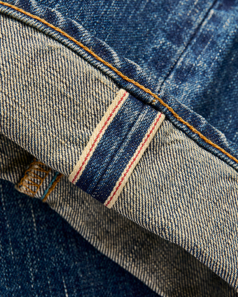 J401-D01 "US Cotton Dark Wash" 14.8oz Washed Selvedge Denim - Classic Straight Fit