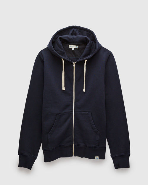 HDJKT02 "Good Basics" Organic Cotton Zip Hoodie in Dark Navy