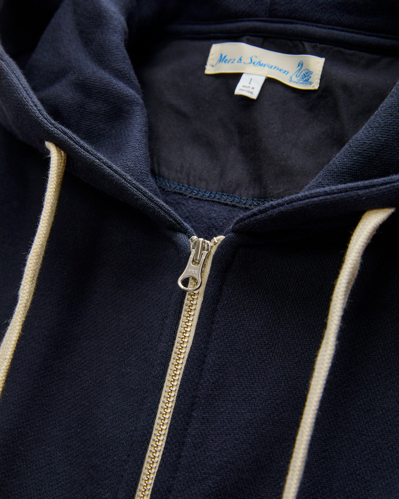 HDJKT02 "Good Basics" Organic Cotton Zip Hoodie in Dark Navy