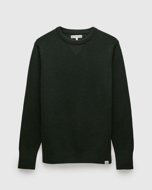 MWCC01 "Good Basics" Merino Wool Knit Sweater in Bottle Green