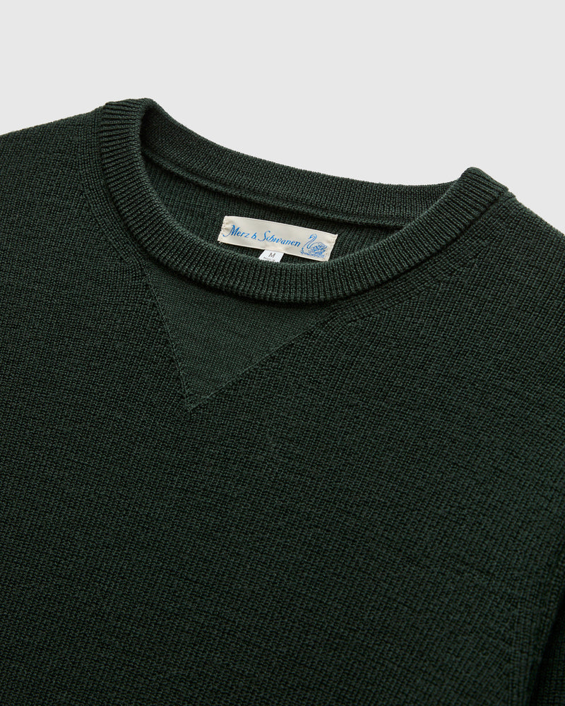 MWCC01 "Good Basics" Merino Wool Knit Sweater in Bottle Green