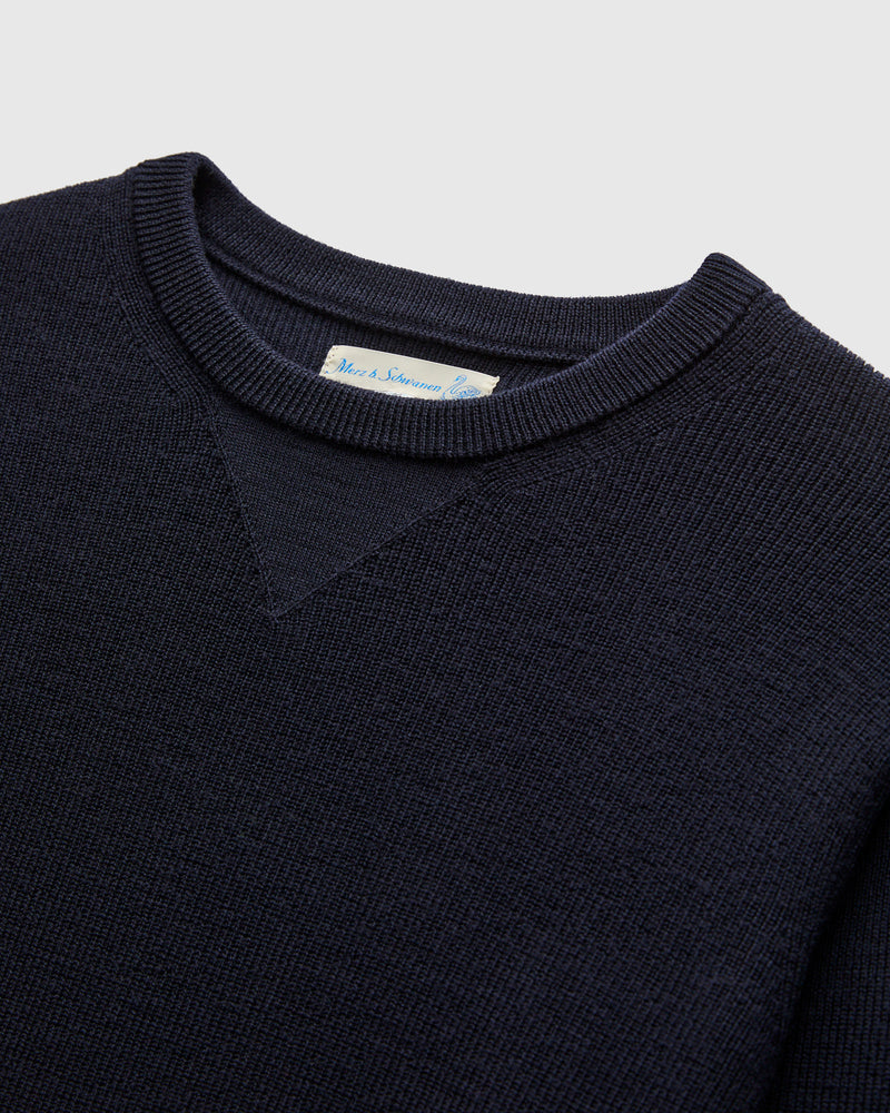MWCC01 "Good Basics" Merino Wool Knit Sweater in Dark Navy