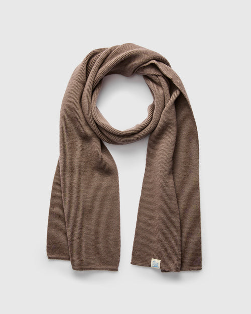 Merino Wool Classic Ribbed Scarf in Grain