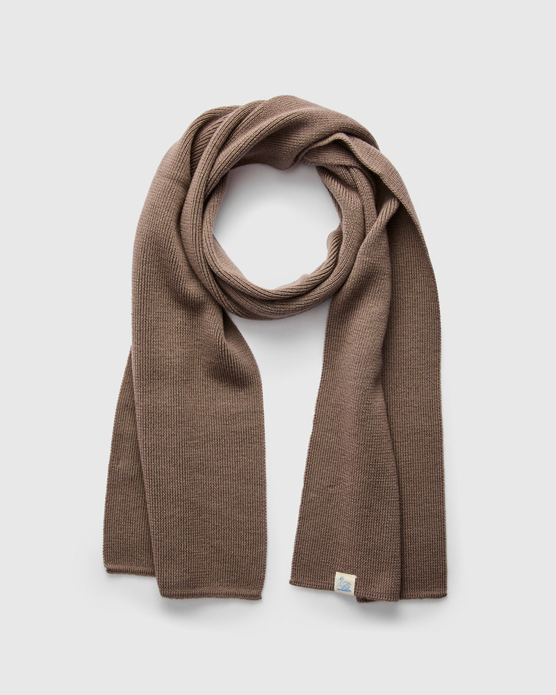 Merino Wool Classic Ribbed Scarf in Grain