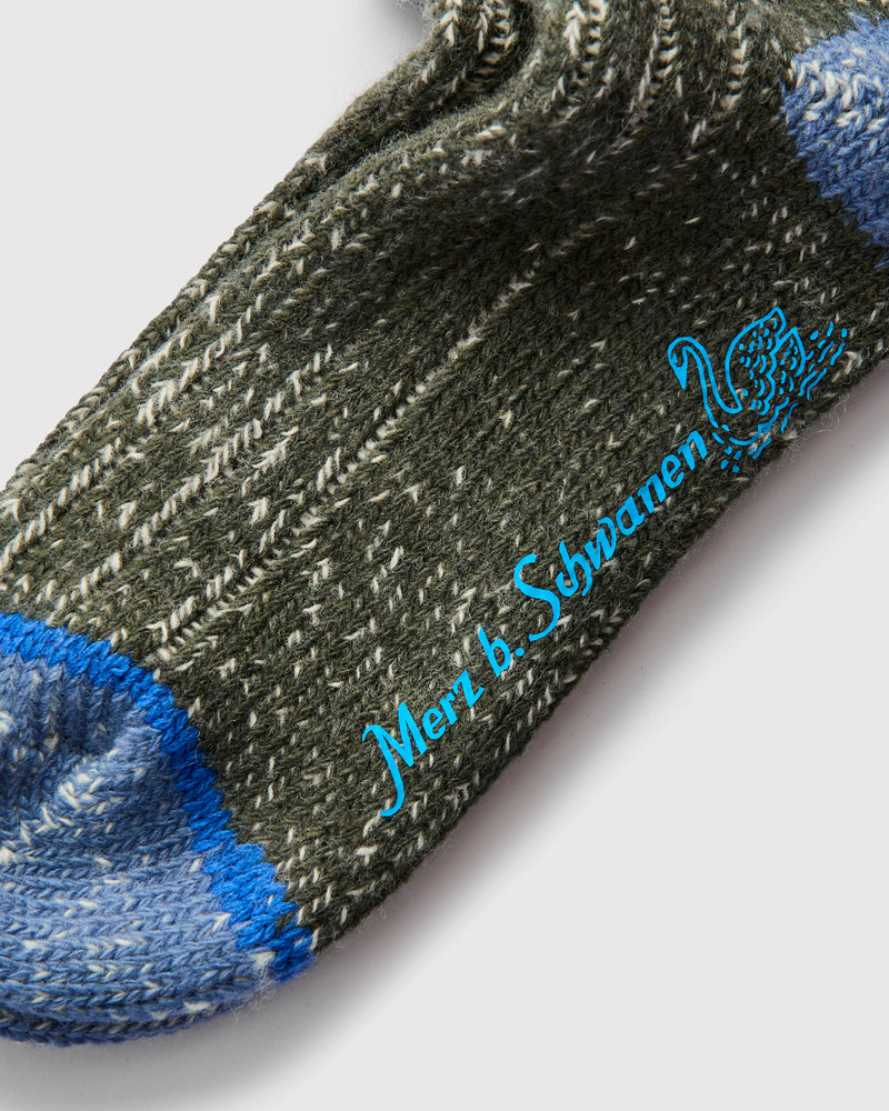 Merino Wool Melange Socks in Army/Natural