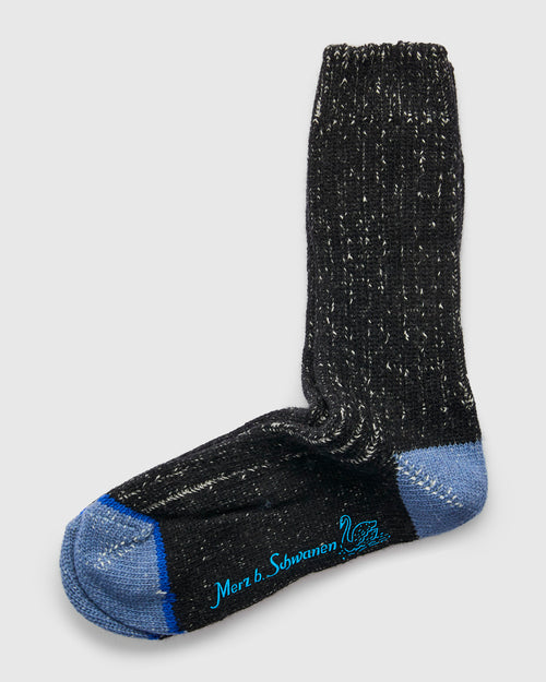 Merino Wool Melange Socks in Deep Black/Natural