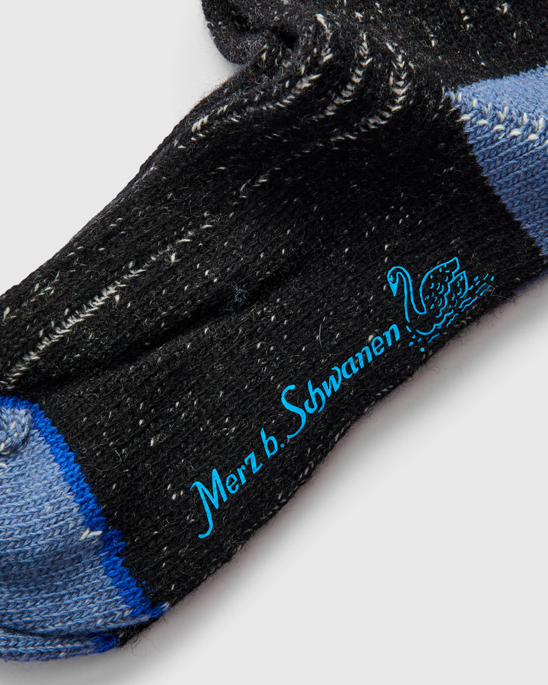 Merino Wool Melange Socks in Deep Black/Natural