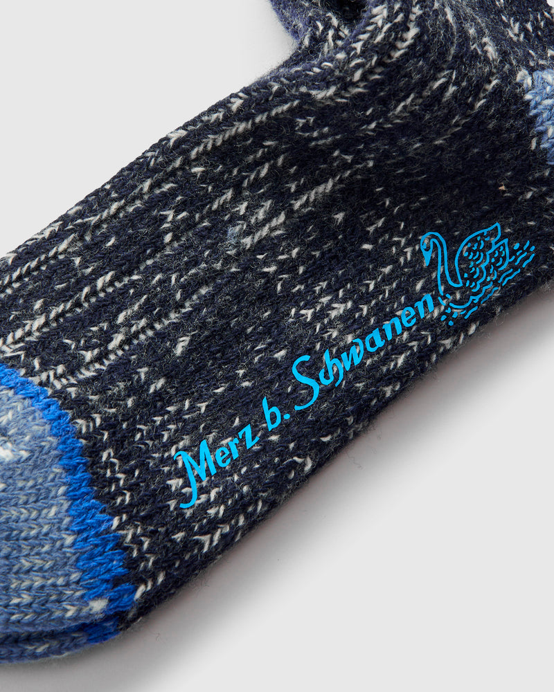 Merino Wool Melange Socks in Ink/Natural