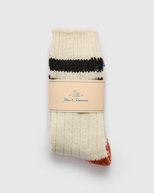 Merino Wool Stripe Socks in Natural/Black
