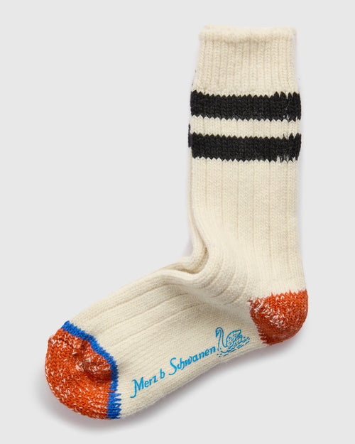 Merino Wool Stripe Socks in Natural/Black
