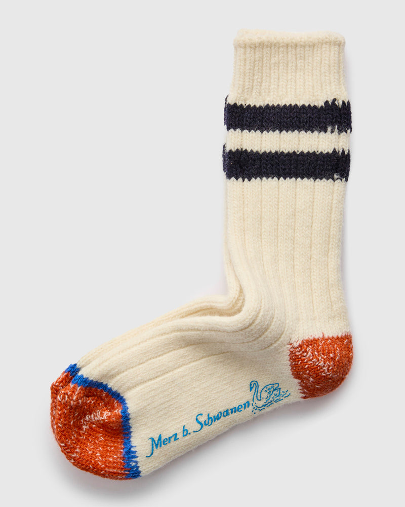 Merino Wool Stripe Socks in Natural/Ink