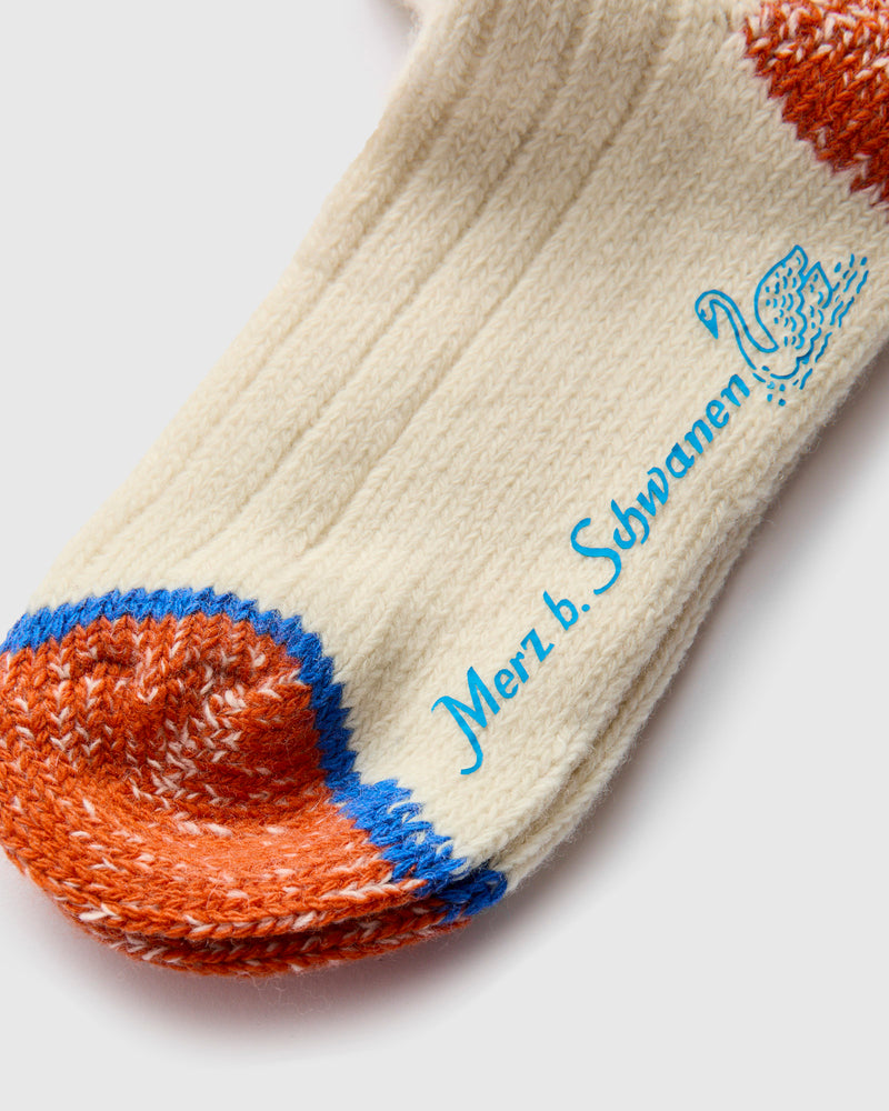 Merino Wool Stripe Socks in Natural/Raspberry