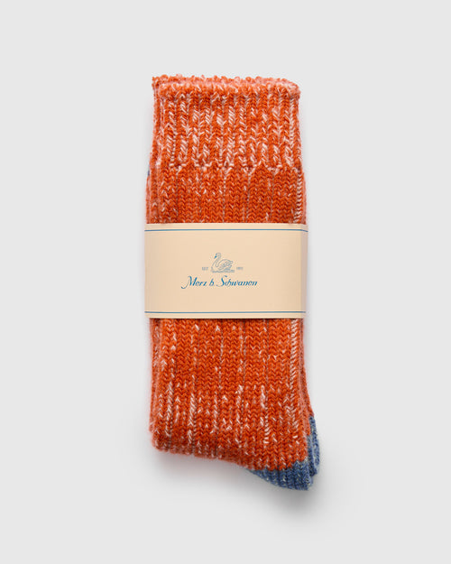 Merino Wool Melange Socks in Pumpkin/Natural
