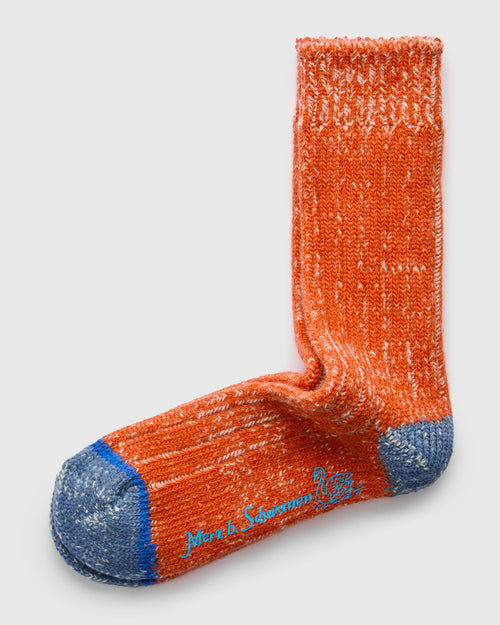 Merino Wool Melange Socks in Pumpkin/Natural