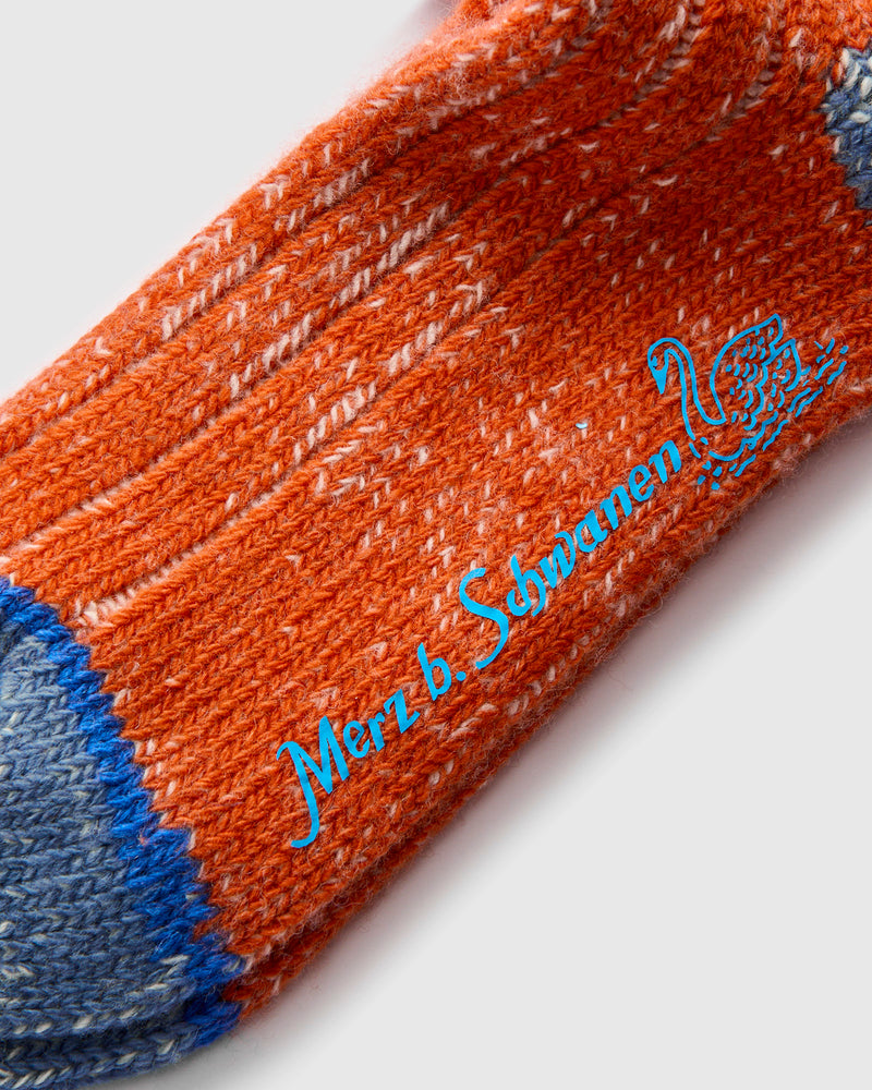 Merino Wool Melange Socks in Pumpkin/Natural