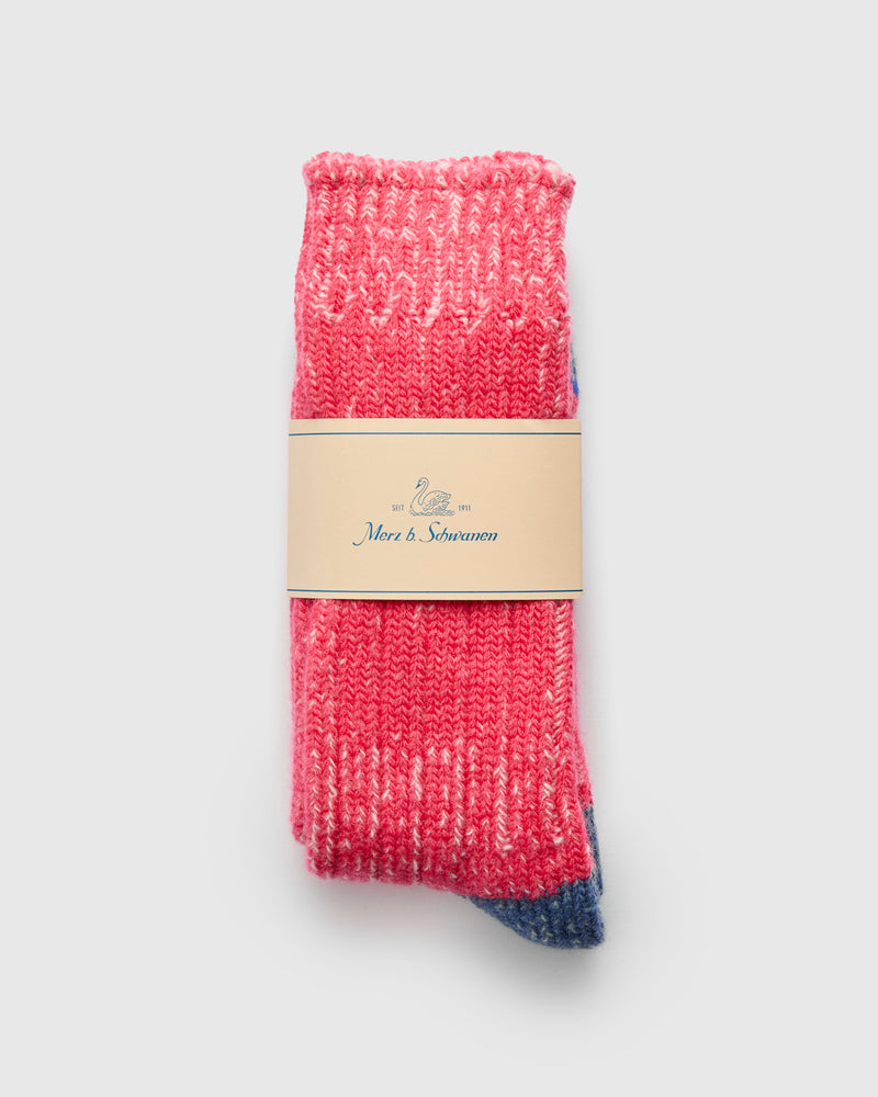 Merino Wool Melange Socks in Raspberry/Natural