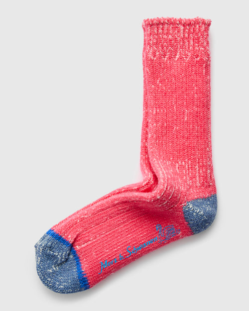 Merino Wool Melange Socks in Raspberry/Natural