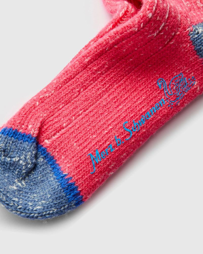 Merino Wool Melange Socks in Raspberry/Natural