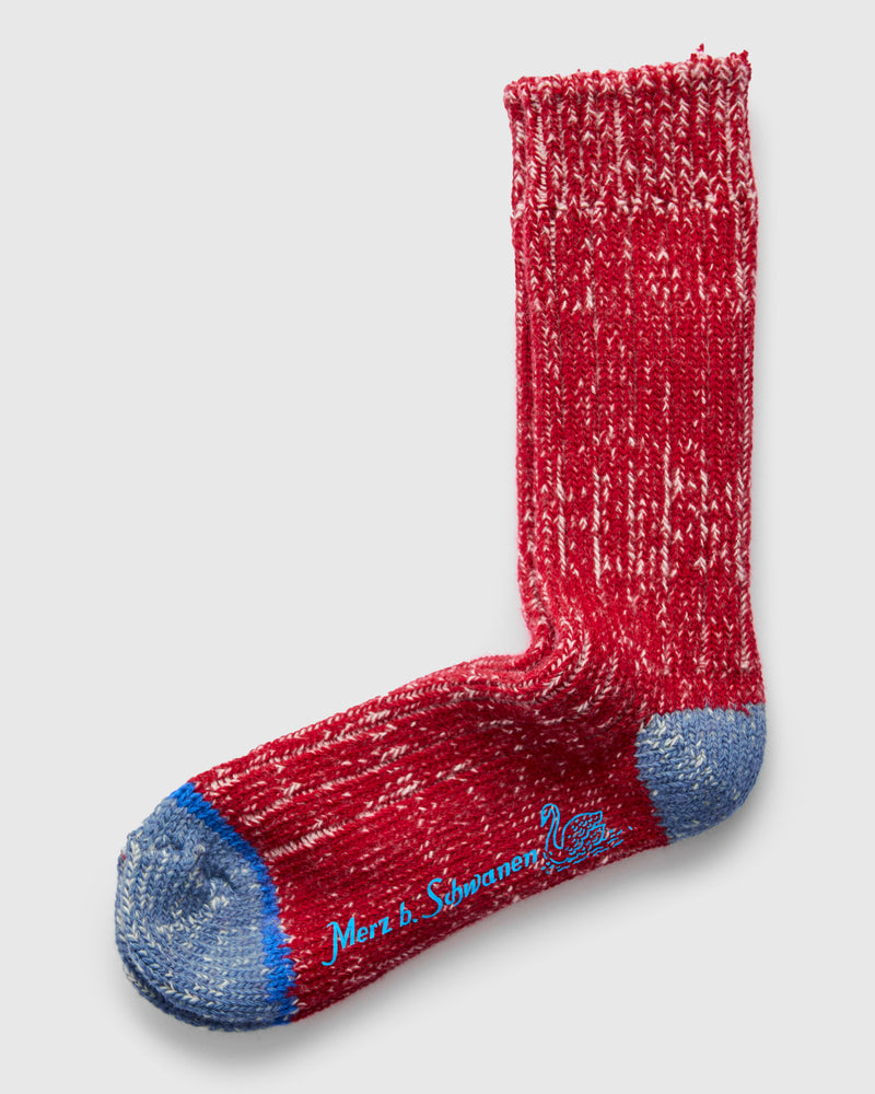 Merino Wool Melange Socks in Red/Natural