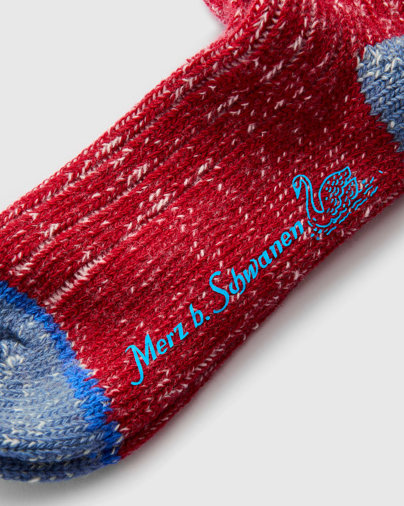 Merino Wool Melange Socks in Red/Natural