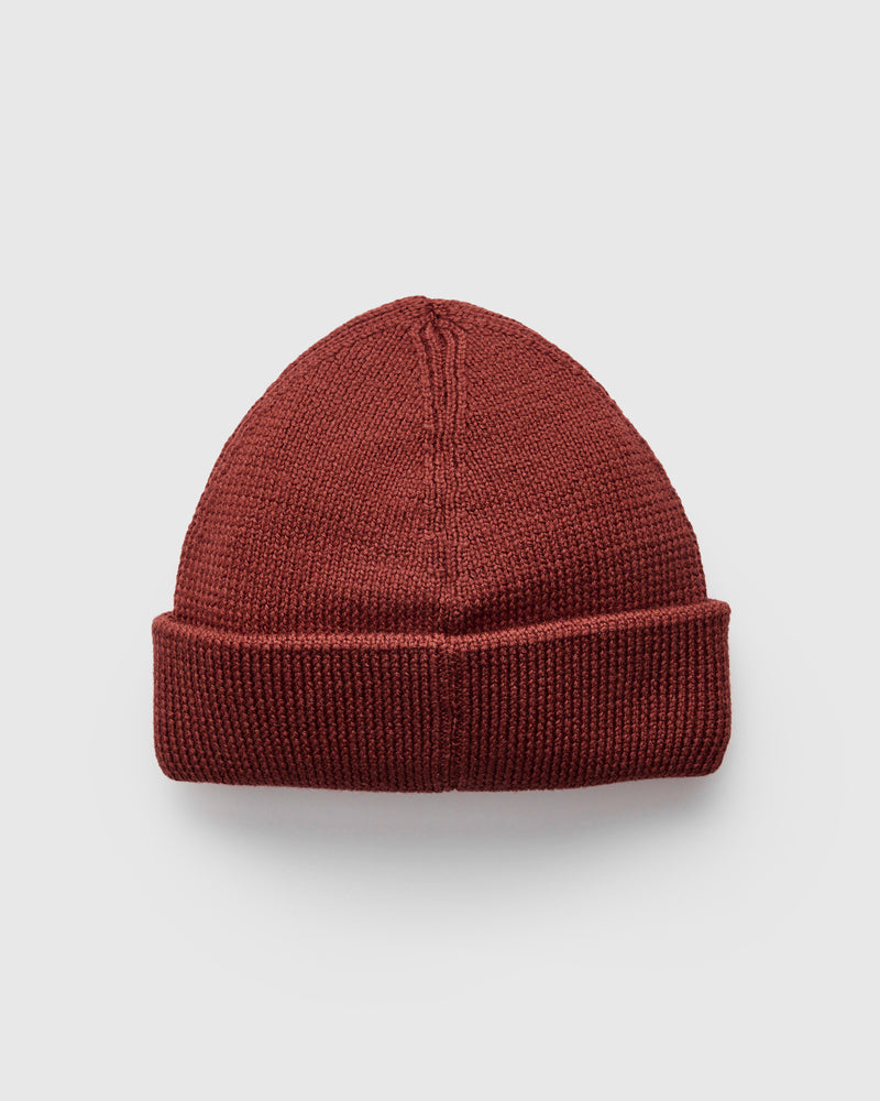 Merino Wool Ribbed Beanie in Clay