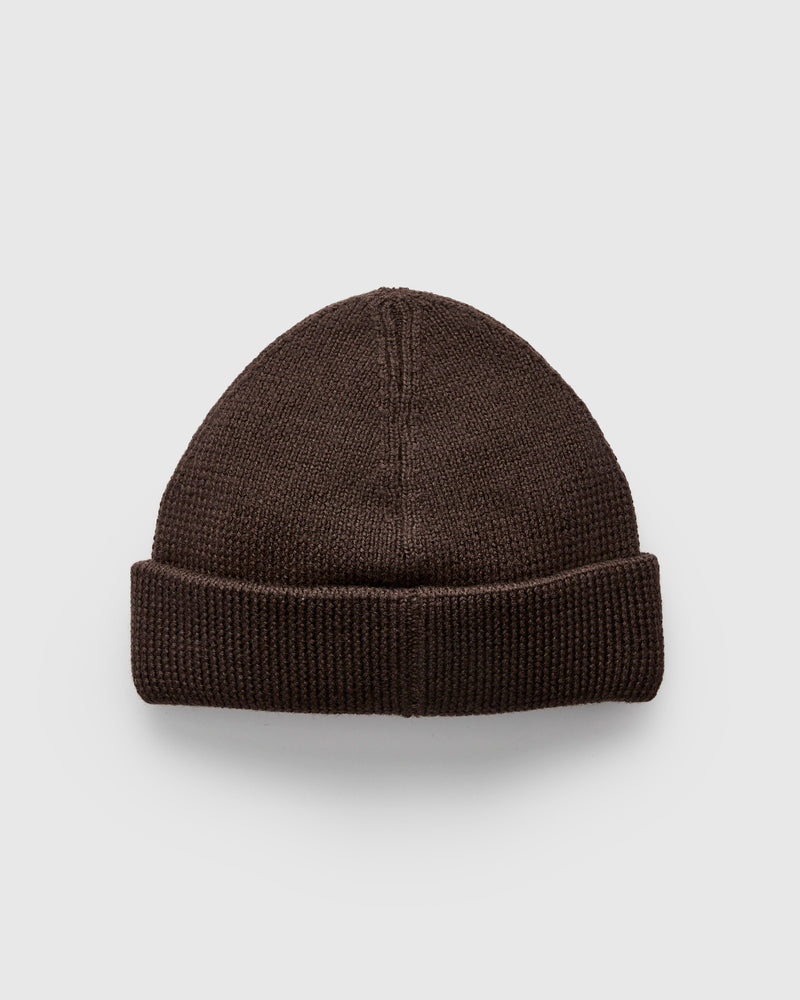 Merino Wool Ribbed Beanie in Coffee