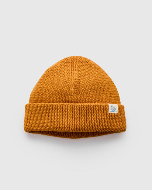 Merino Wool Ribbed Beanie in Honey