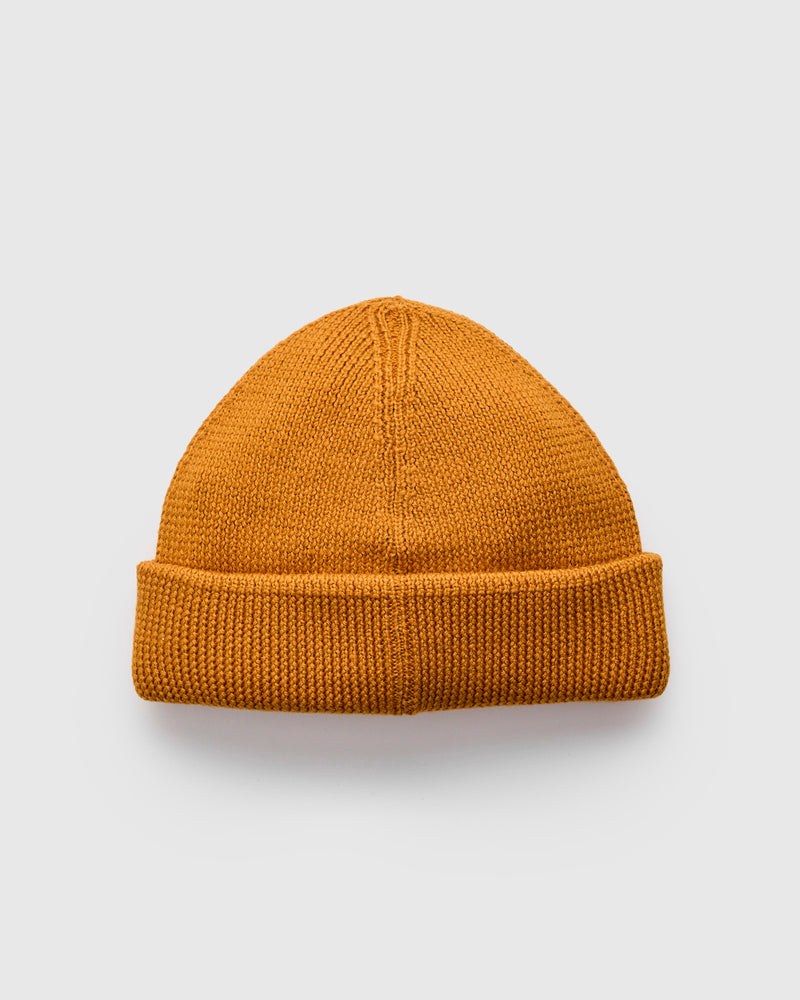 Merino Wool Ribbed Beanie in Honey