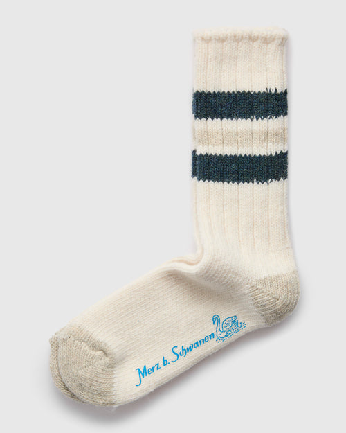 Recycled Wool Socks in Natural/Denim Blue