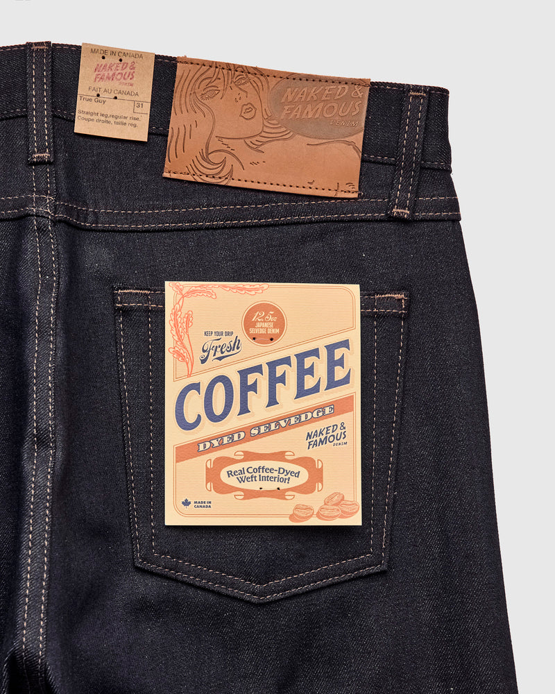 "Coffee Dye" 12.5oz Selvedge Denim - True Guy Fit