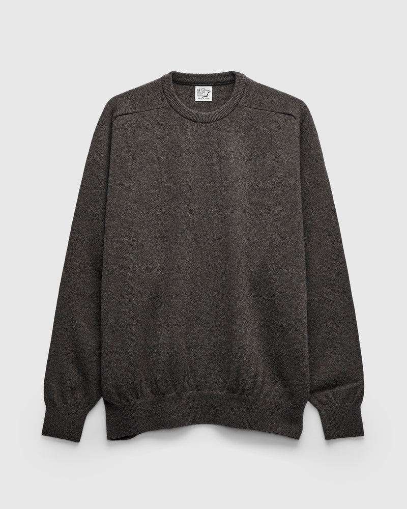 Simple Wool Crewneck Sweater in Brown